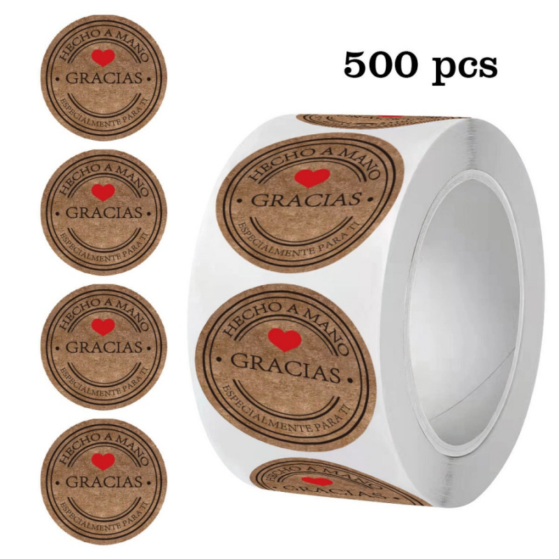 500 adet İspanyolca Teşekkür E - Label Sticker Round incelemesi ve fiyatı